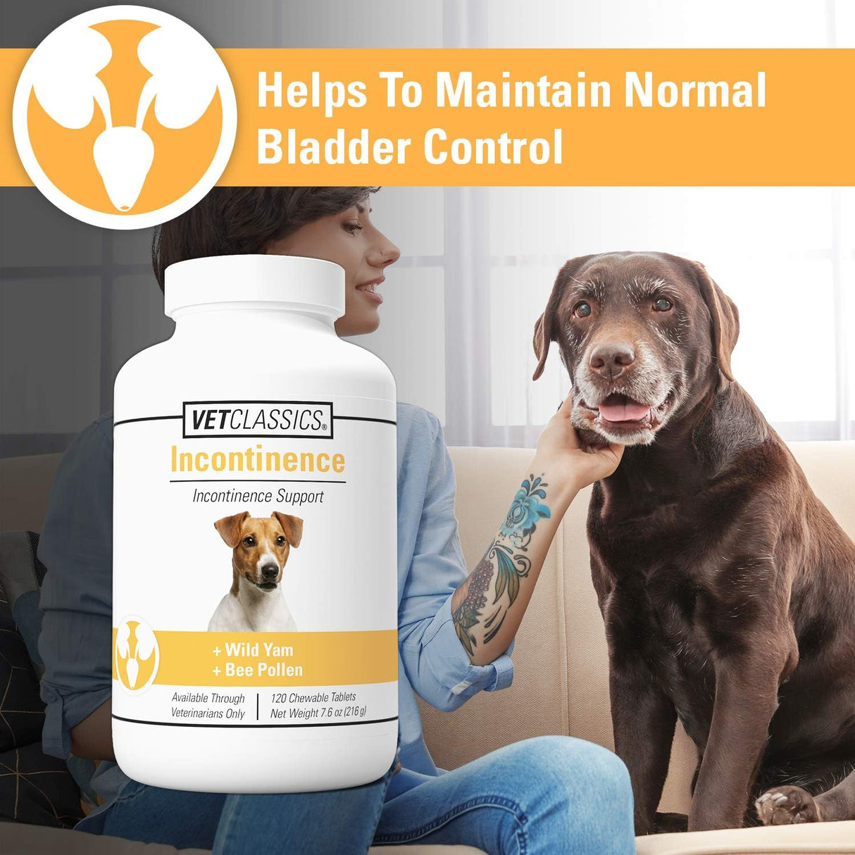 Vet Classics Bladder Incontinence Support Dog 120 Tabletas Masticables