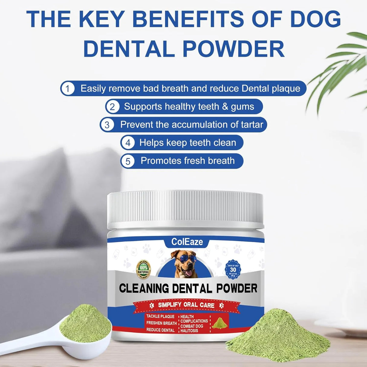 COLEAZE - ColEaze Dog Teeth Cleaning Powder 90Gr. - The Red Vitamin MX - Cuidado Dental Para Perros - {{ shop.shopifyCountryName }}