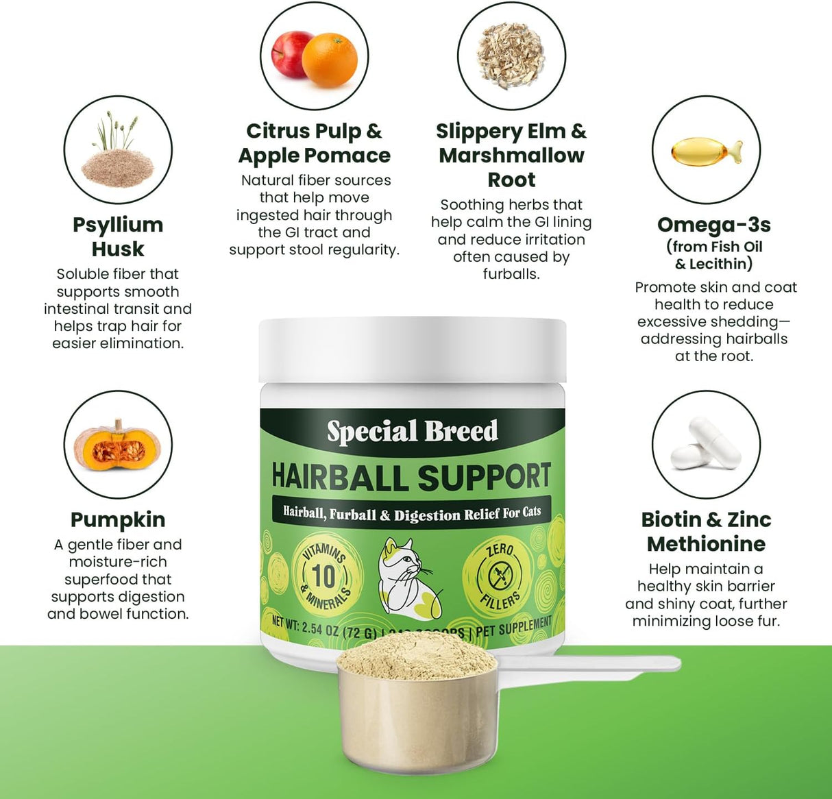 Special Breed Hairball Support for Cats 240 Servicios 72Gr.