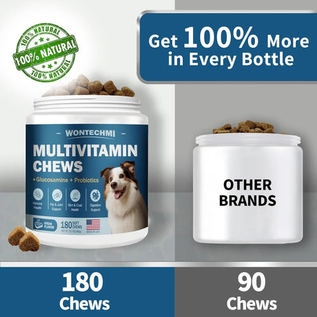 WONTECHMI - WONTECHMI Dog Multivitamin 180 Masticables - The Red Vitamin MX - Multivitamínicos Para Perros - {{ shop.shopifyCountryName }}