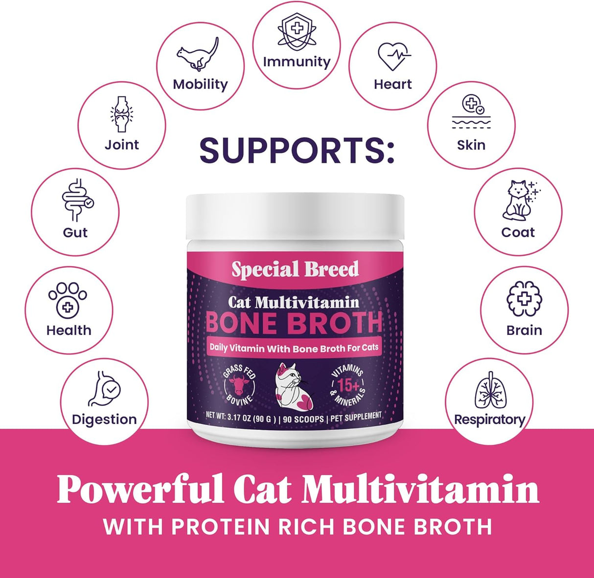Special Breed Cat Multivitamin with Grass-Fed Beef Bone Broth 90Gr.