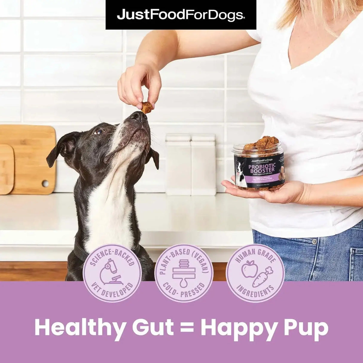 JUSTFOODFORDOGS - JustFoodForDogs Probiotic Booster Gut Health Soft Chews 45 Masticables - The Red Vitamin MX - Probióticos Para Perros - {{ shop.shopifyCountryName }}