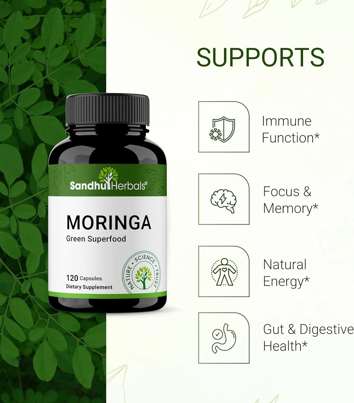 SANDHU HERBALS - Sandhu Herbals Moringa 120 Capsulas - The Red Vitamin MX - Suplementos Alimenticios - {{ shop.shopifyCountryName }}