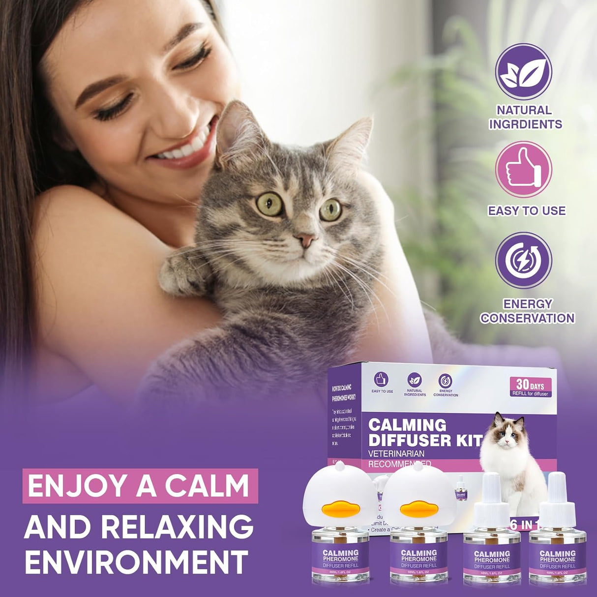 Tcllka Cat Calming Pheromone Diffuser Kit