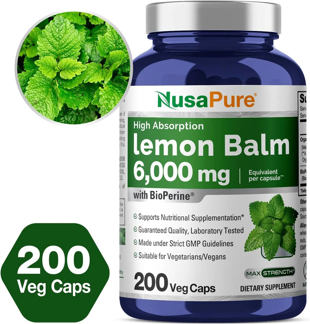 NUSAPURE - NusaPure Lemon Balm 6000Mg. 200 Capsulas - The Red Vitamin MX - Suplementos Alimenticios - {{ shop.shopifyCountryName }}