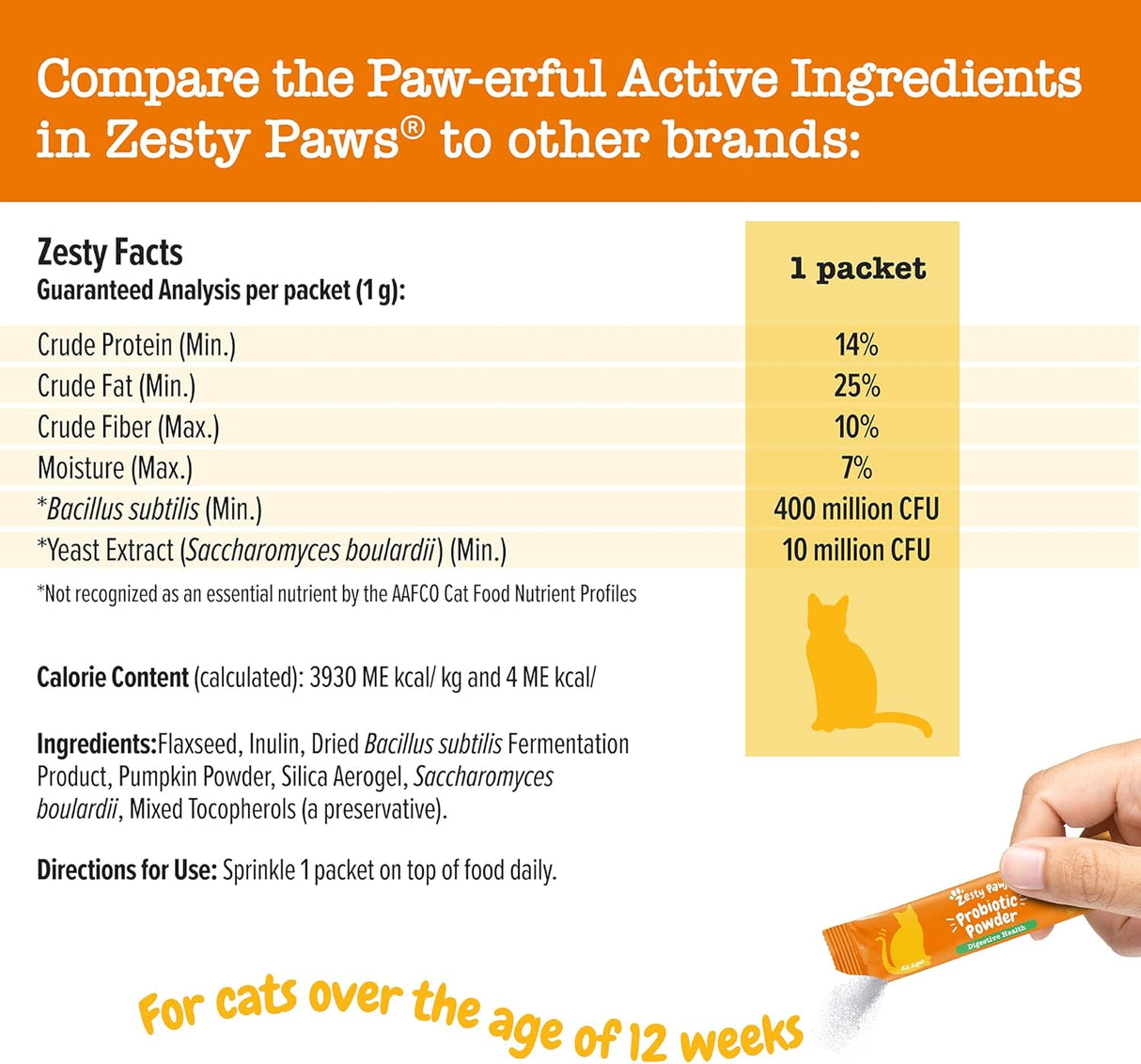 Zesty Paws Powder Probiotics for Cats 30 Paquetes