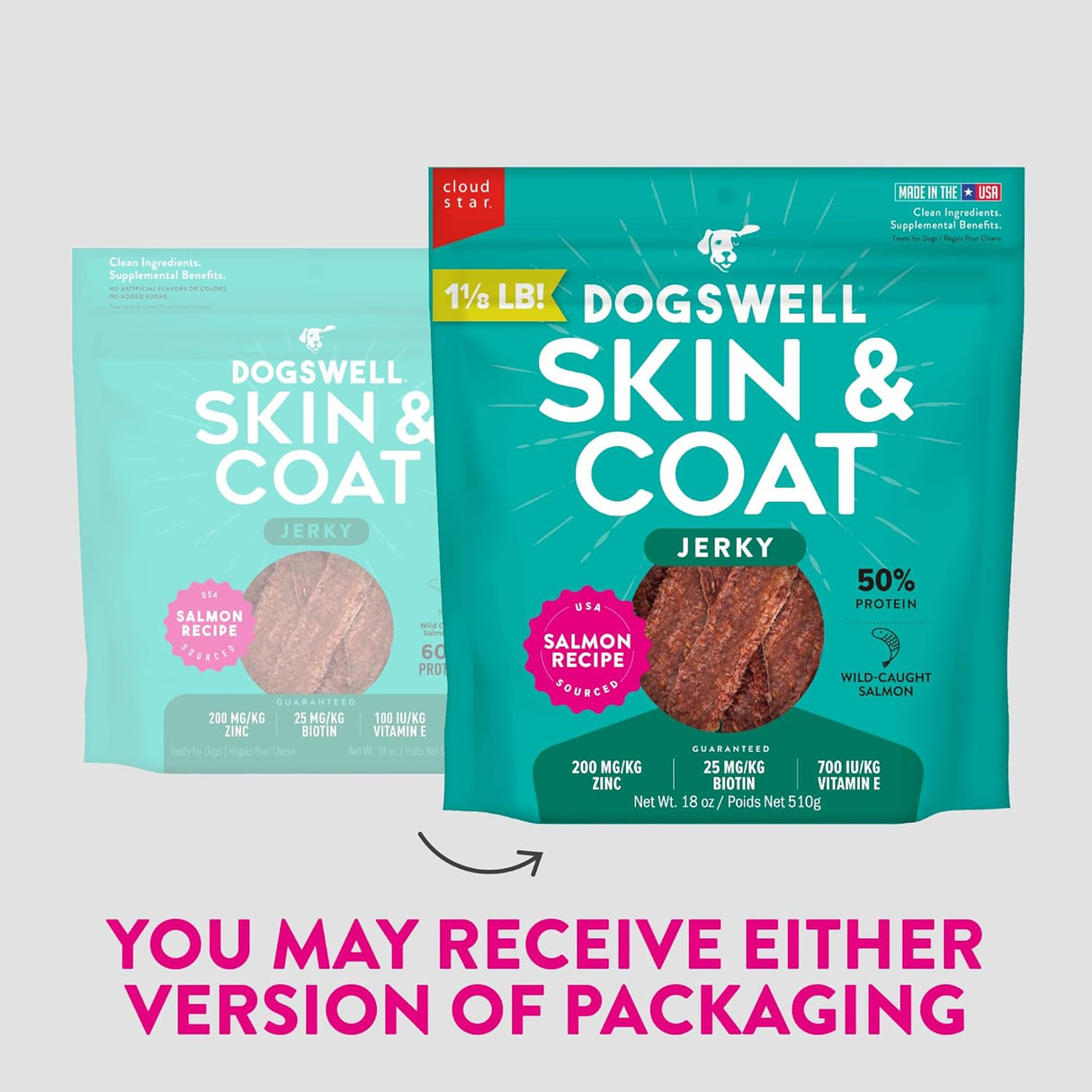 Dogswell Skin & Coat Mini Jerky Dog Treats Salmon 510Gr.