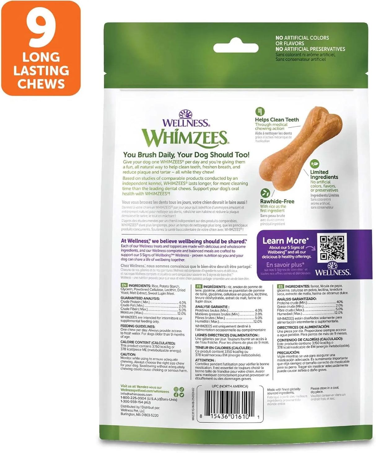 WELLNESS WHIMZEES - Wellness WHIMZEES Ricebone Dog Dental Treats Large Size 9 Piezas - The Red Vitamin MX - Cuidado Dental Para Perros - {{ shop.shopifyCountryName }}