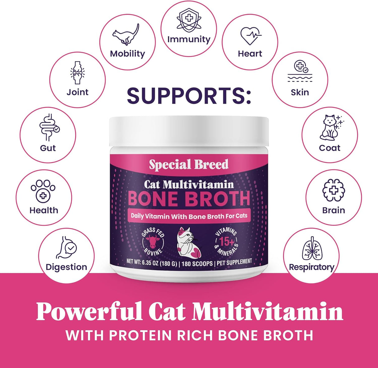 Special Breed Cat Multivitamin with Grass-Fed Beef Bone Broth 180Gr.