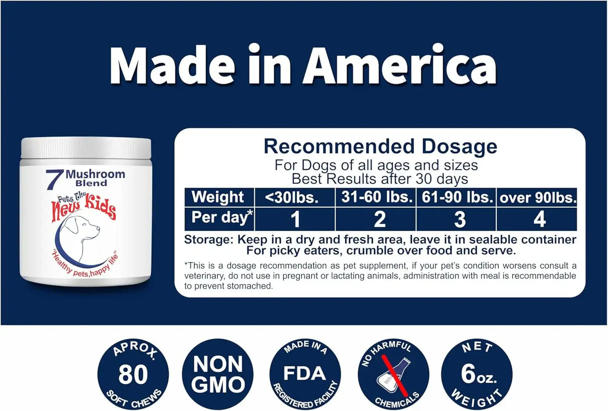 PET'S THE NEW KIDS - Pet's: The New Kids 7 Mushroom Blend Supplement for Dogs 170Gr. - The Red Vitamin MX - Suplementos Herbales Para Perros - {{ shop.shopifyCountryName }}
