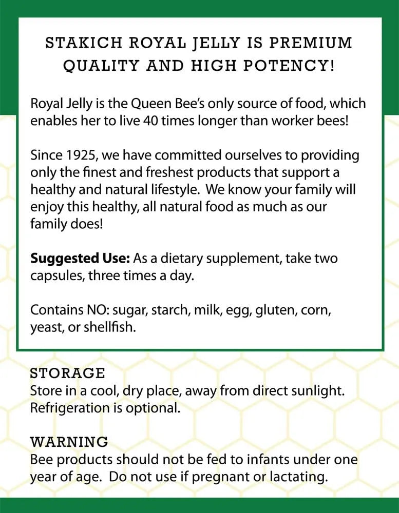 STAKICH - Stakich Royal Jelly 500Mg. 200 Capsulas - The Red Vitamin MX - Suplementos Alimenticios - {{ shop.shopifyCountryName }}