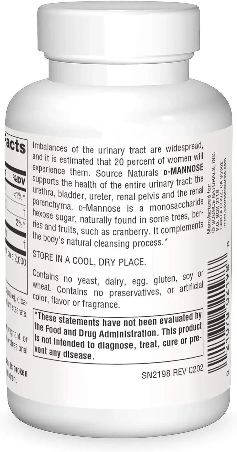 SOURCE NATURALS - Source Naturals D-Mannose 500Mg. 60 Capsulas - The Red Vitamin MX - Suplementos Alimenticios - {{ shop.shopifyCountryName }}