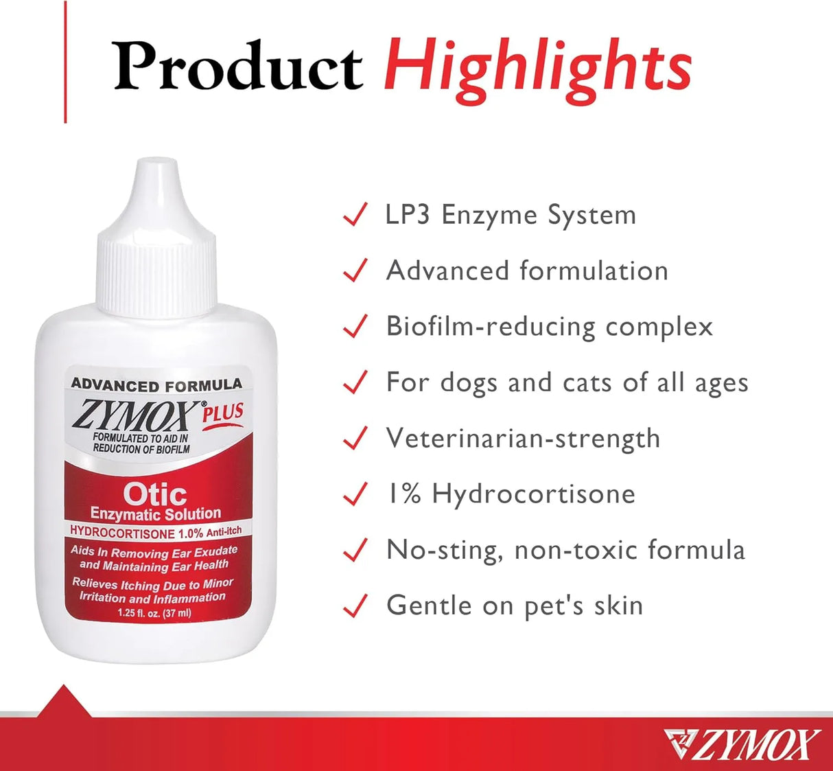 ZYMOX - Zymox Advanced Formula Otic Plus Enzymatic Ear Solution for Dogs and Cats 37Ml. - The Red Vitamin MX - Cuidado Del Oído De Perros - {{ shop.shopifyCountryName }}