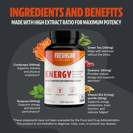 FRESHCAP - FreshCap 5-in-1 Energy with Cordyceps and Green Tea Extract 120 Capsulas - The Red Vitamin MX - Suplementos Alimenticios - {{ shop.shopifyCountryName }}
