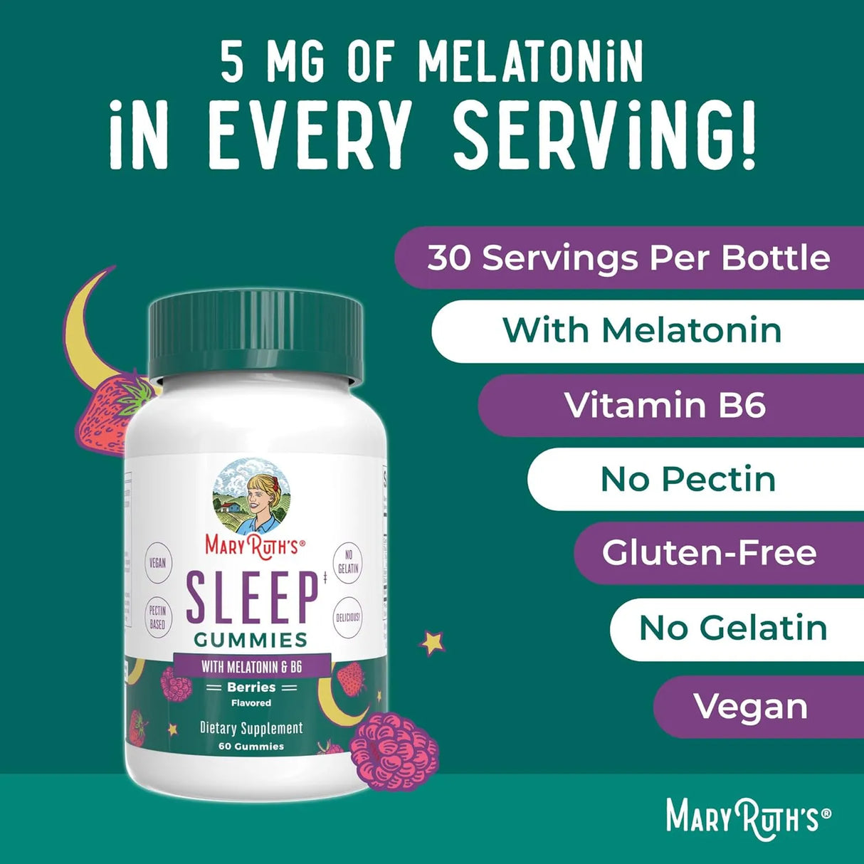 MARY RUTH ORGANICS - MaryRuth's Melatonin Gummies 5Mg. 60 Gomitas - The Red Vitamin MX - Suplementos Alimenticios - {{ shop.shopifyCountryName }}