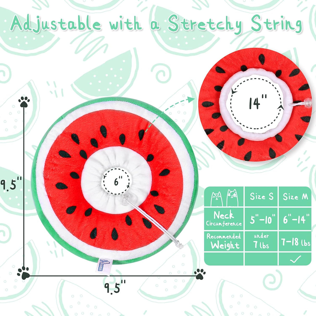 ANWA Adjustable Cat Cone Collar Soft Watermelon Medium