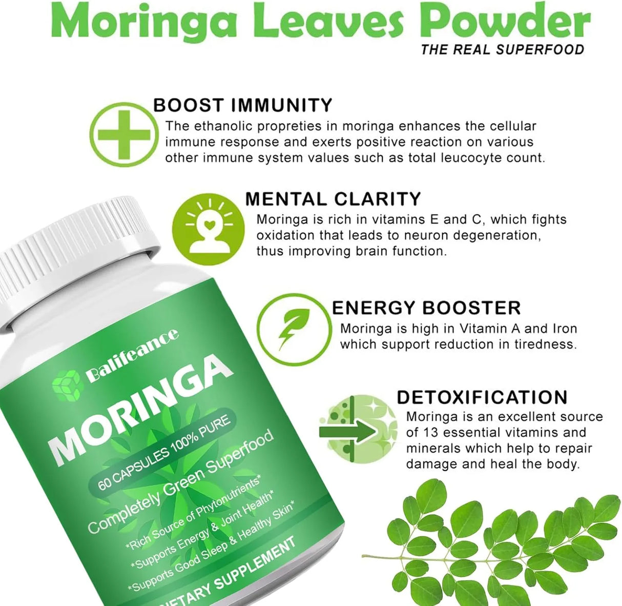 BALIFEANCE - Balifeance Moringa 800Mg. 60 Capsulas - The Red Vitamin MX - Suplementos Alimenticios - {{ shop.shopifyCountryName }}