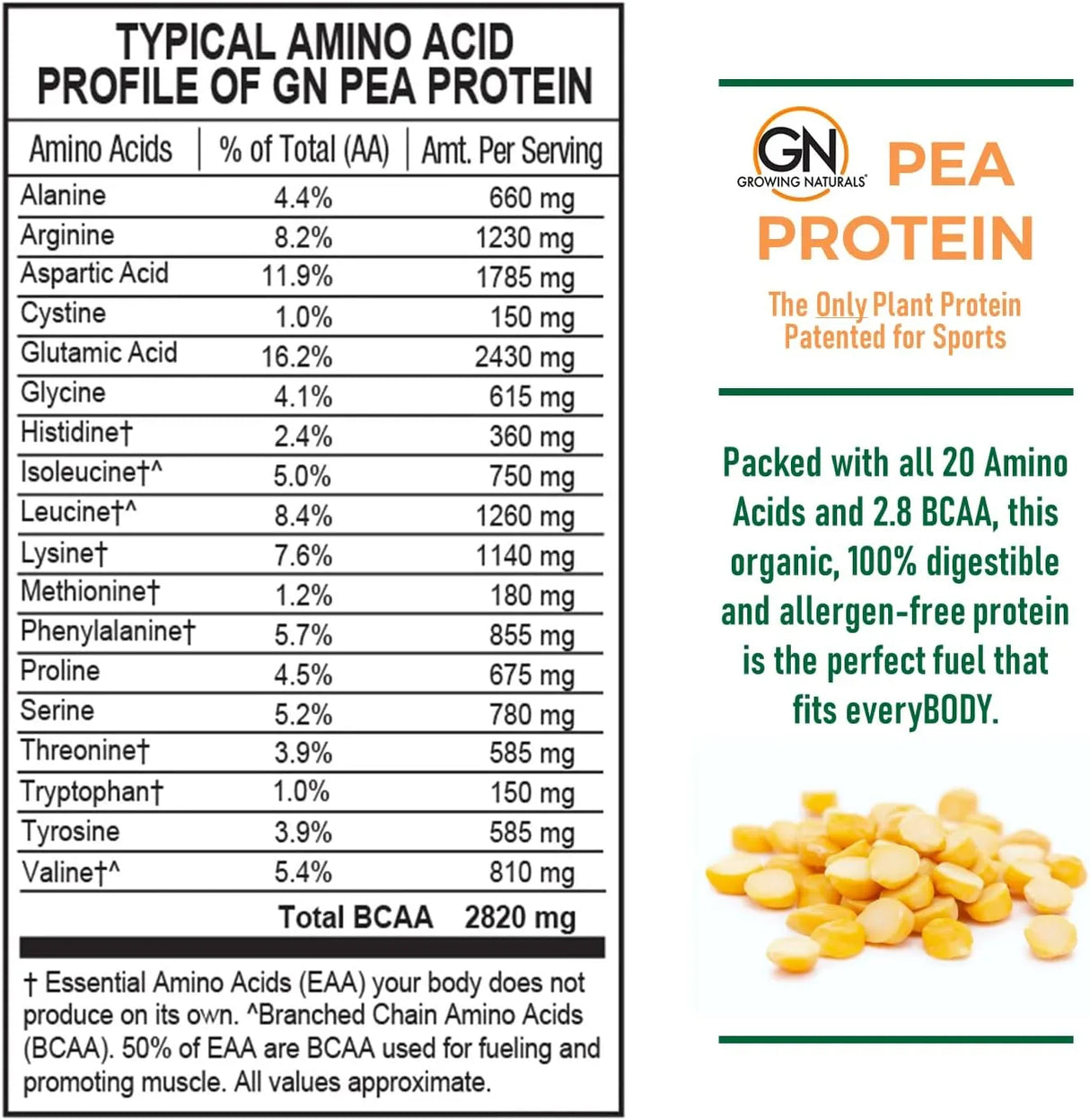 GROWING NATURALS - Growing Naturals Raw Pea Protein Powder Original Unflavored 454Gr. - The Red Vitamin MX - Suplementos Alimenticios - {{ shop.shopifyCountryName }}