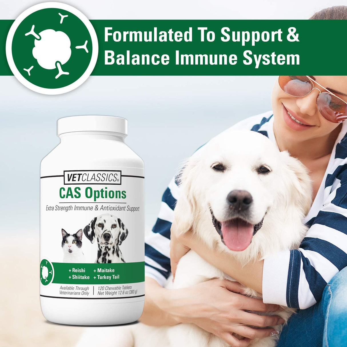 VET CLASSICS - Vet Classics CAS Options Extra Strength Immune Support for Dogs 120 Tabletas Masticables - The Red Vitamin MX - Suplementos Herbales Para Perros - {{ shop.shopifyCountryName }}