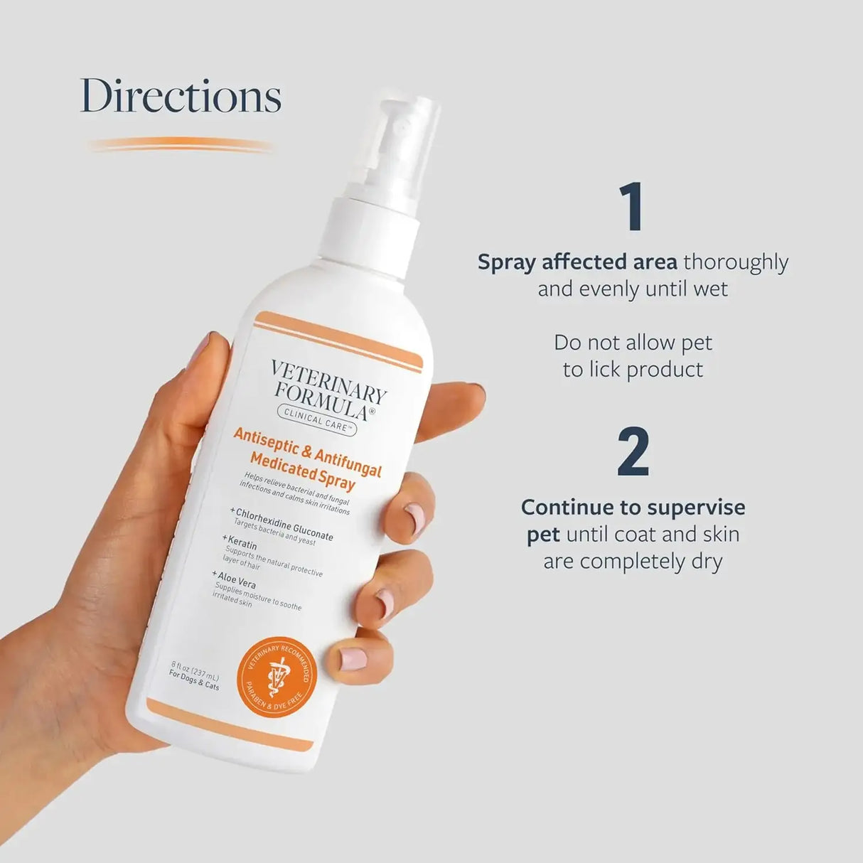 VETERINARY FORMULA - Veterinary Formula Clinical Care Antiseptic and Antifungal Medicated Spray for Dogs & Cats 8 Fl.Oz. - The Red Vitamin MX - Remedios Para La Picazón De Perros - {{ shop.shopifyCountryName }}