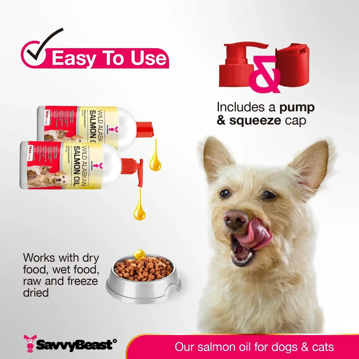 SAVVYBEAST - SavvyBeast Wild Alaskan Salmon Oil for Dogs 16 Fl.Oz. - The Red Vitamin MX - Aceite De Pescado Para Perros - {{ shop.shopifyCountryName }}