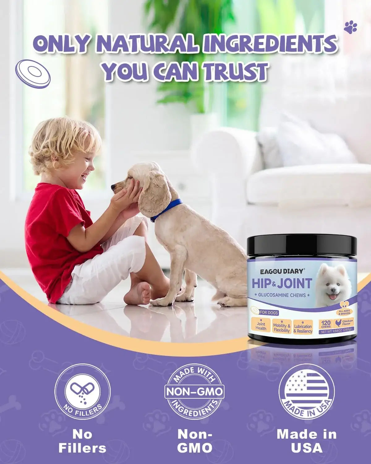 EAGOU DIARY - Eagou Diary Hip and Joint Supplement for Dogs 120 Masticables - The Red Vitamin MX - Cuidado De Cadera Y Articulaciones Para Perros - {{ shop.shopifyCountryName }}