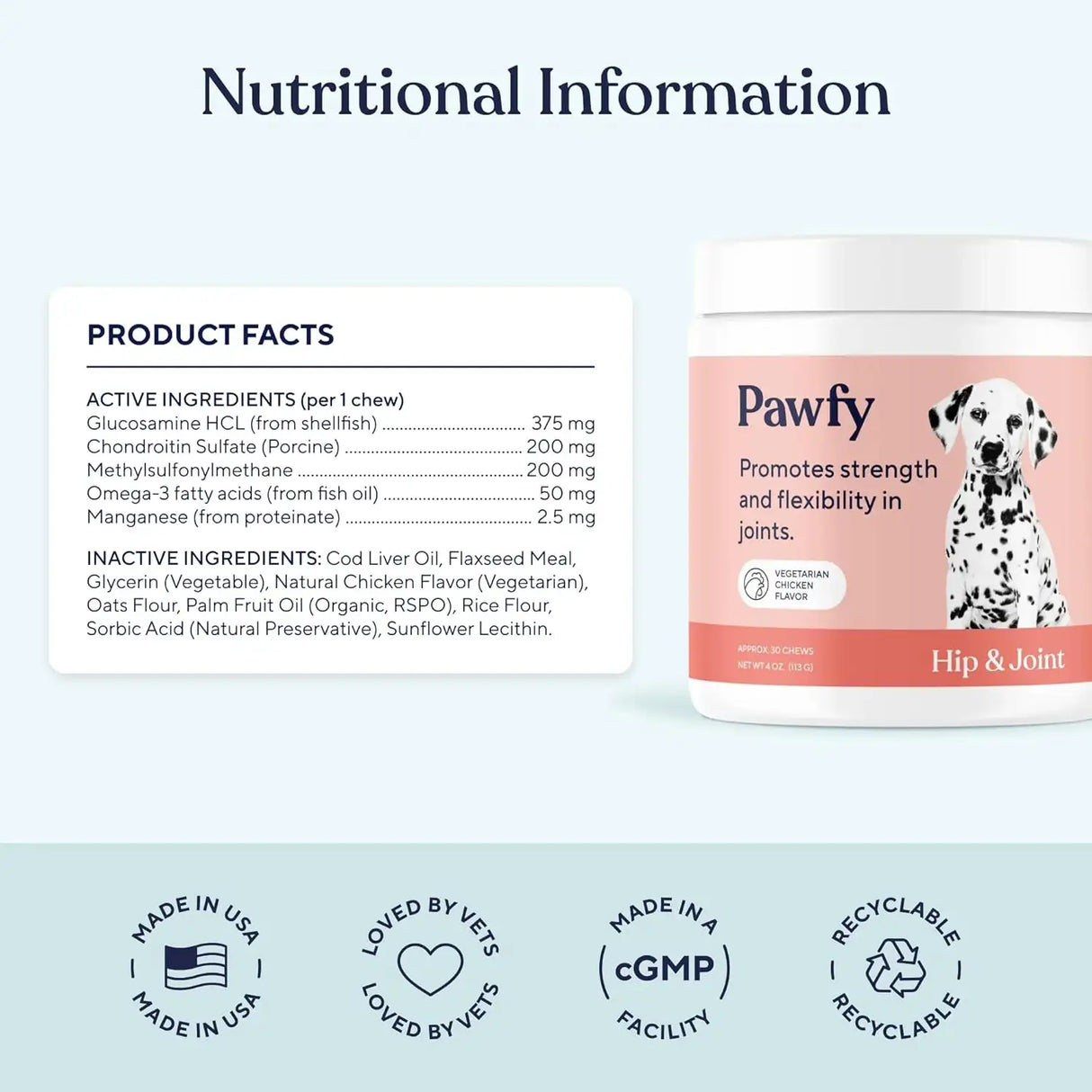 PAWFY - Pawfy Hip & Joint Supplement for Dogs with MSM & Vitamins 30 Masticables - The Red Vitamin MX - Cuidado De Cadera Y Articulaciones Para Perros - {{ shop.shopifyCountryName }}