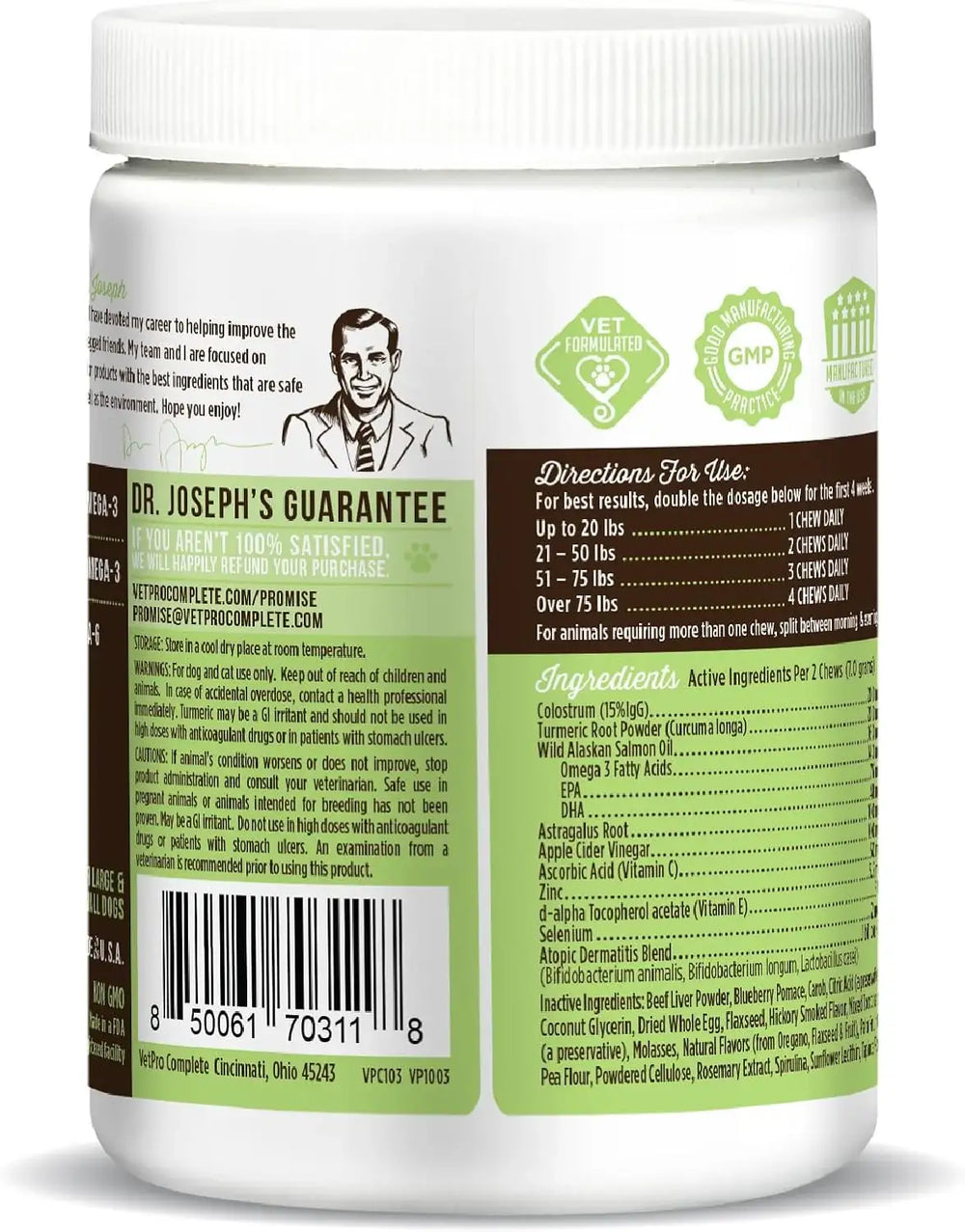 DR. JOSEPH'S - VetPro Complete Dr. Joseph's Advanced Allergy and Itch Support for Dogs 120 Masticables - The Red Vitamin MX - Remedios Para La Picazón De Perros - {{ shop.shopifyCountryName }}