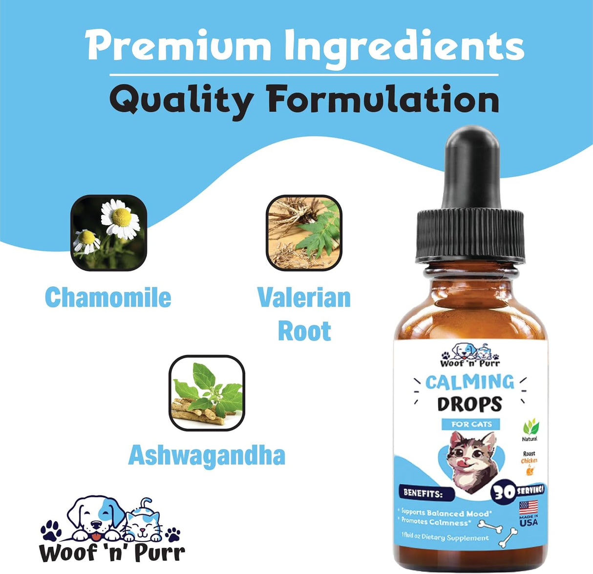 Woof 'n' Purr Cat Calming Drops 1 Fl.Oz.