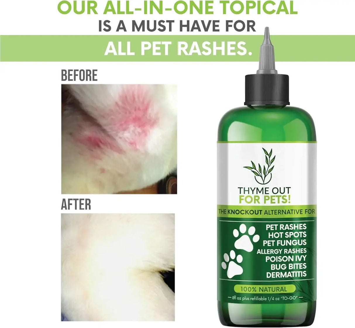 THYME OUT - Thyme Out Natural Dog and Cat Itch Relief & Skin Treatment 8 Fl.Oz. - The Red Vitamin MX - Remedios Para La Picazón De Perros - {{ shop.shopifyCountryName }}