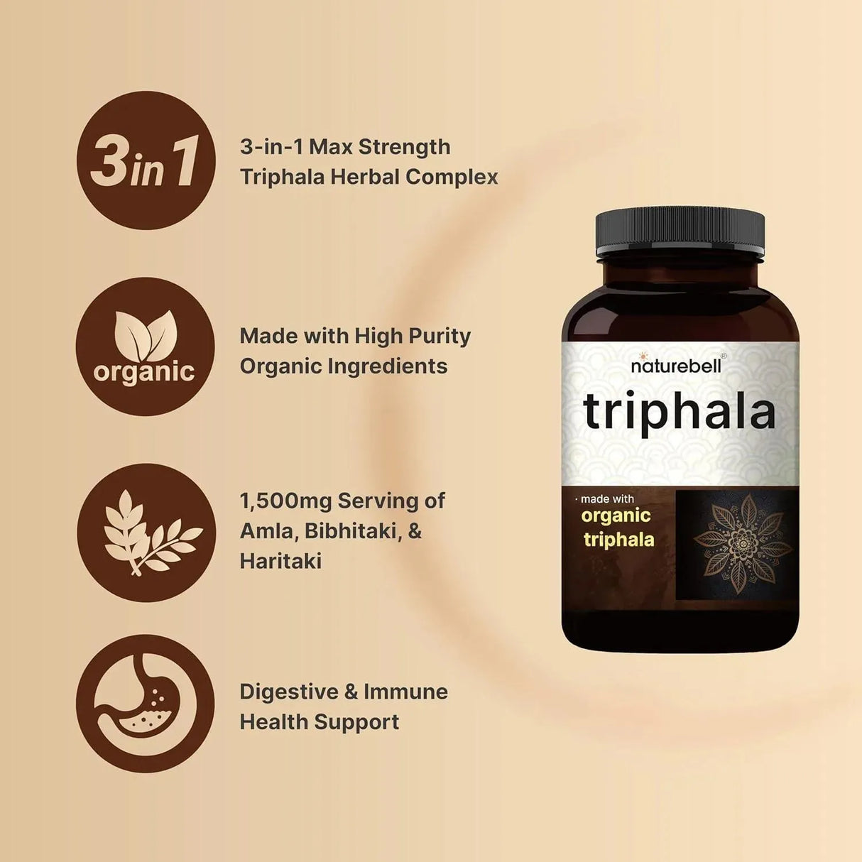 NATUREBELL - NatureBell Triphala 1500Mg. 240 Capsulas - The Red Vitamin MX - Suplementos Alimenticios - {{ shop.shopifyCountryName }}