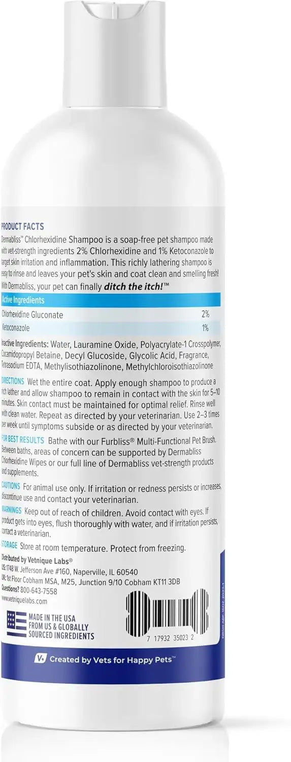 VETNIQUE - Vetnique Dermabliss Chlorhexidine for Dogs Skin Health Shampoo 16 Fl.Oz. - The Red Vitamin MX - Remedios Para La Picazón De Perros - {{ shop.shopifyCountryName }}