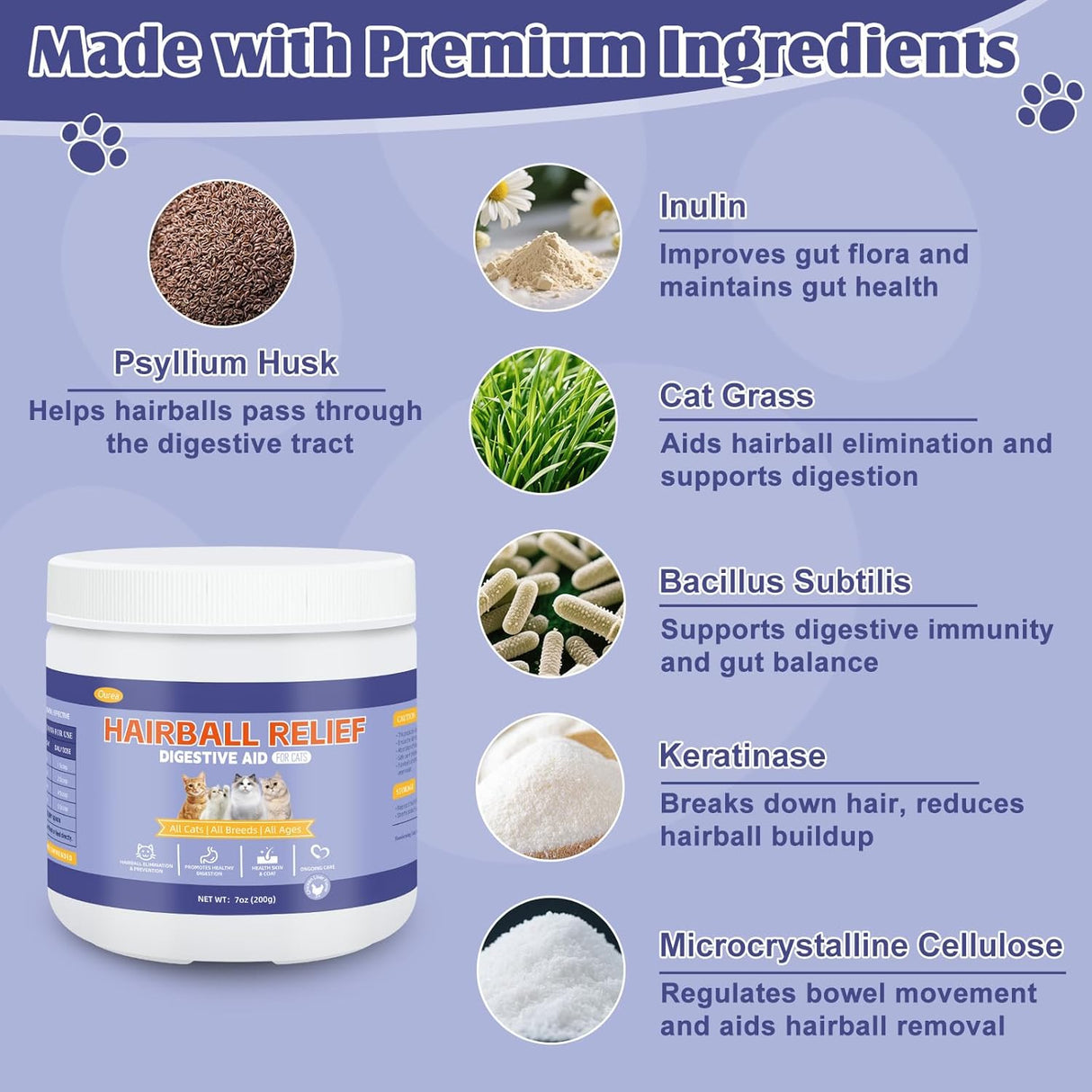 Ourea Hairball Treatment for Cats 200Gr.