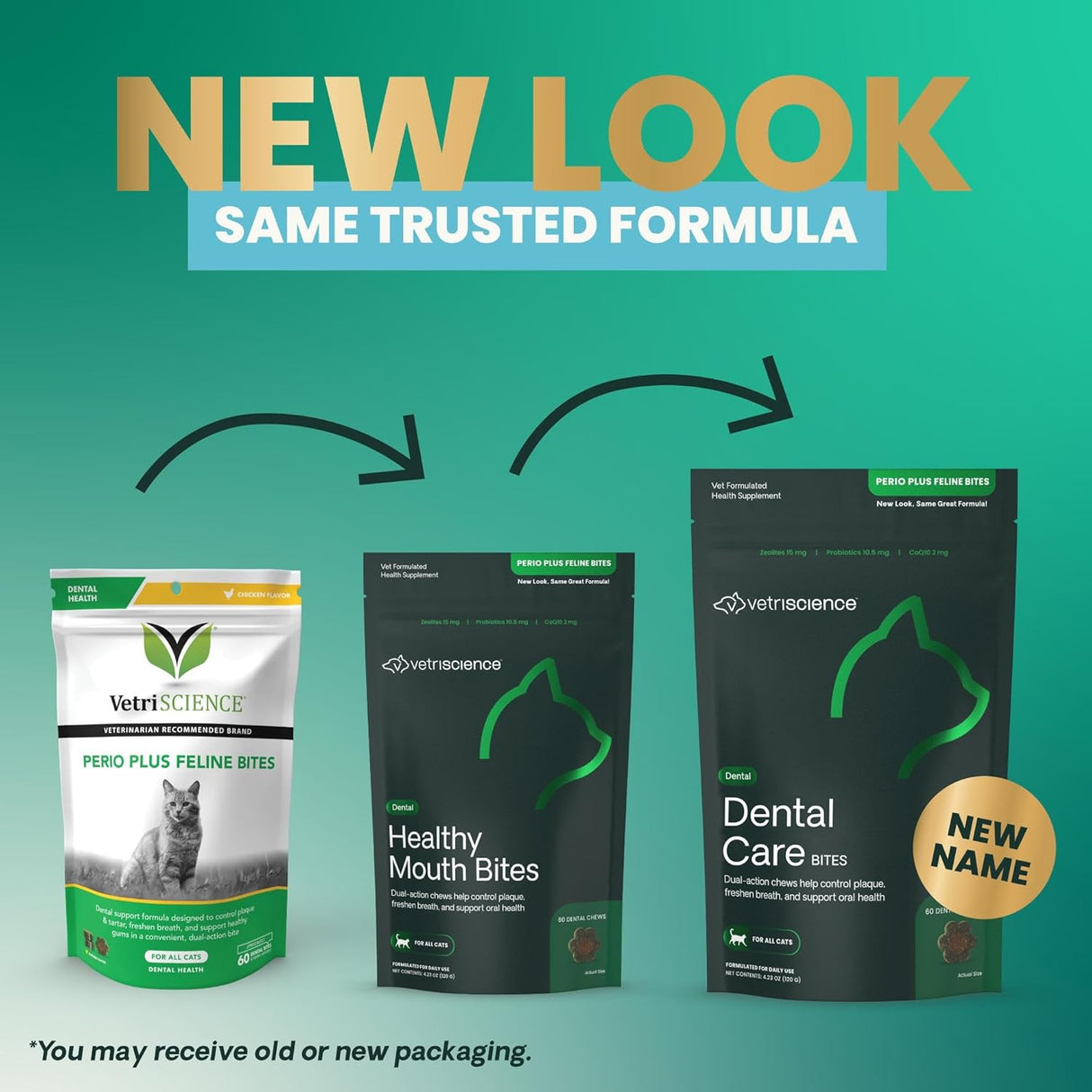 VetriScience Perio Plus Cat Teeth Cleaning Bites Chicken Flavor 60 Masticables