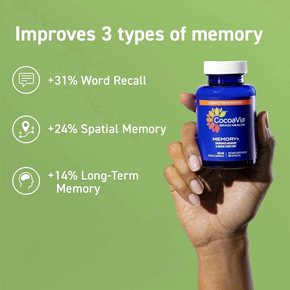 COCOAVIA - CocoaVia Memory+ Brain 750Mg. Cocoa Flavanols 90 Capsulas - The Red Vitamin MX - Suplementos Alimenticios - {{ shop.shopifyCountryName }}