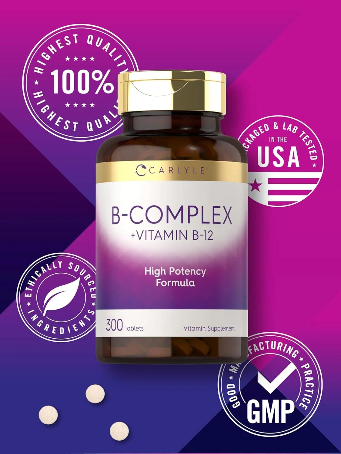 CARLYLE - Carlyle B-Complex Vitamin with B12 300 Tabletas - The Red Vitamin MX - Suplementos Alimenticios - {{ shop.shopifyCountryName }}