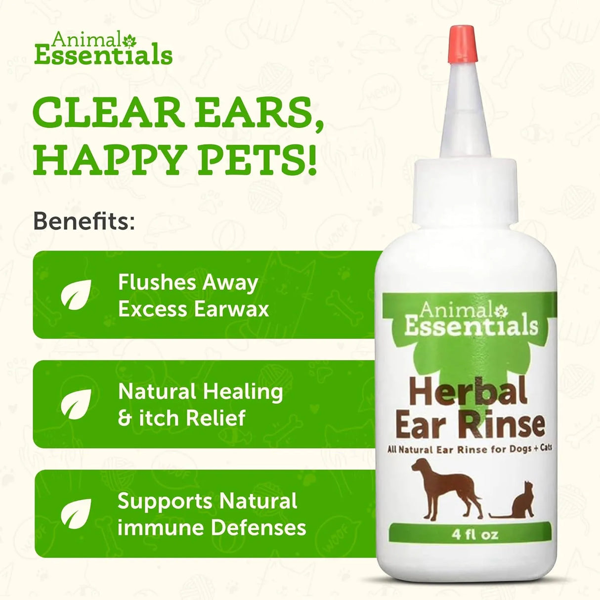 ANIMAL ESSENTIALS - Animal Essentials Herbal Ear Rinse for Dogs & Cats 4 Fl.Oz. - The Red Vitamin MX - Cuidado Del Oído De Perros - {{ shop.shopifyCountryName }}