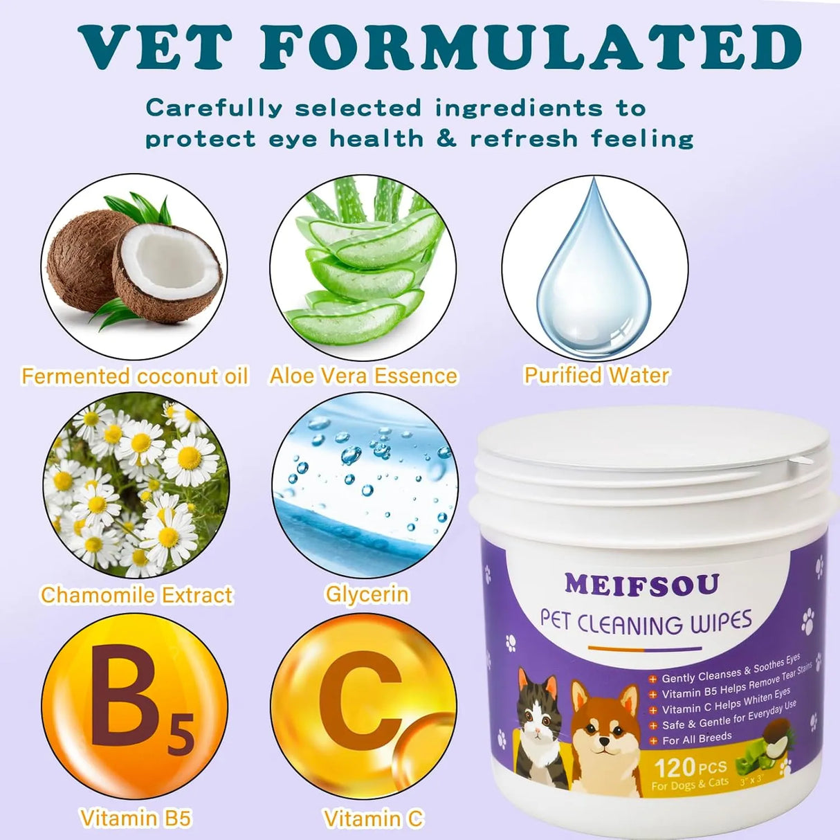 MEIFSOU - Meifsou Eyes Wipes for Dogs & Cats 120 Toallitas - The Red Vitamin MX - Cuidado De Los Ojos De Los Perros - {{ shop.shopifyCountryName }}