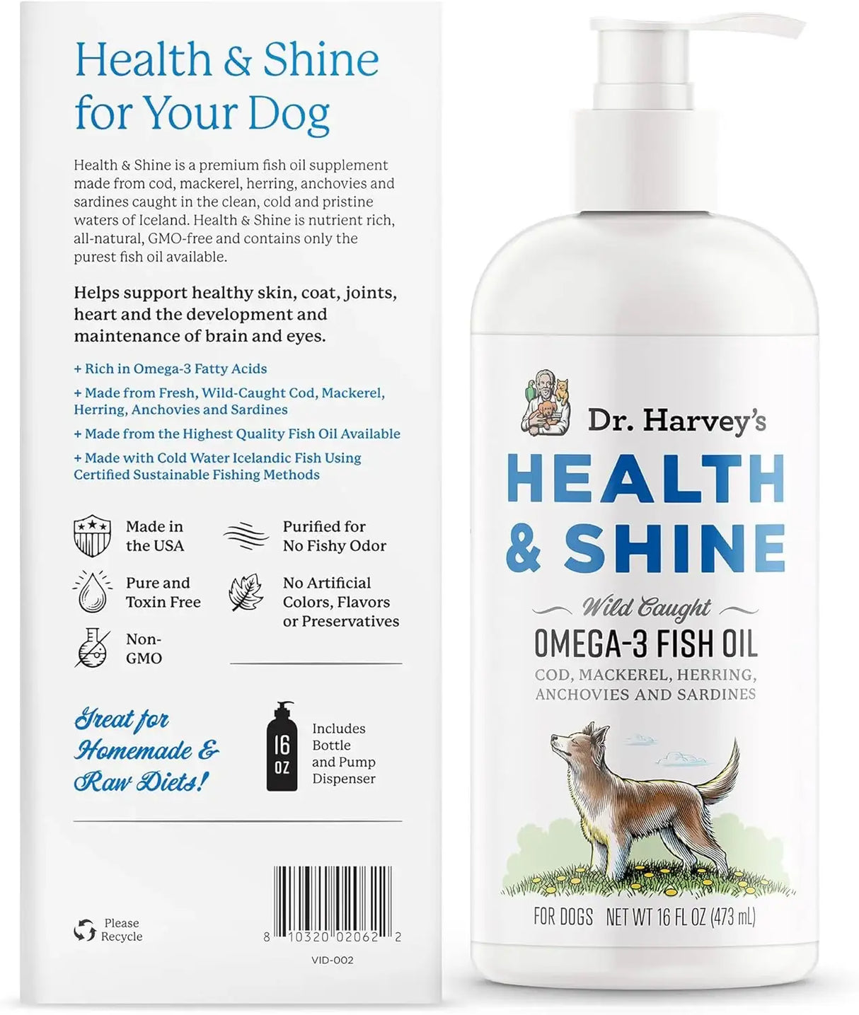 DR. HARVEY'S - Dr. Harvey’s Health & Shine Omega 3 Fish Oil for Dogs 16 Fl.Oz. - The Red Vitamin MX - Aceite De Pescado Para Perros - {{ shop.shopifyCountryName }}