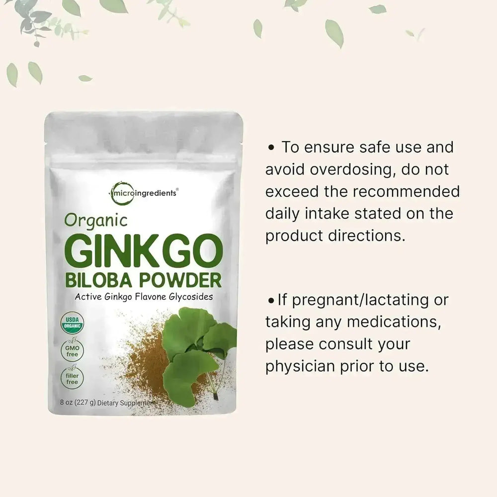 MICRO INGREDIENTS - Micro Ingredients Raw Organic Ginkgo Biloba Powder 227Gr. - The Red Vitamin MX - Suplementos Alimenticios - {{ shop.shopifyCountryName }}