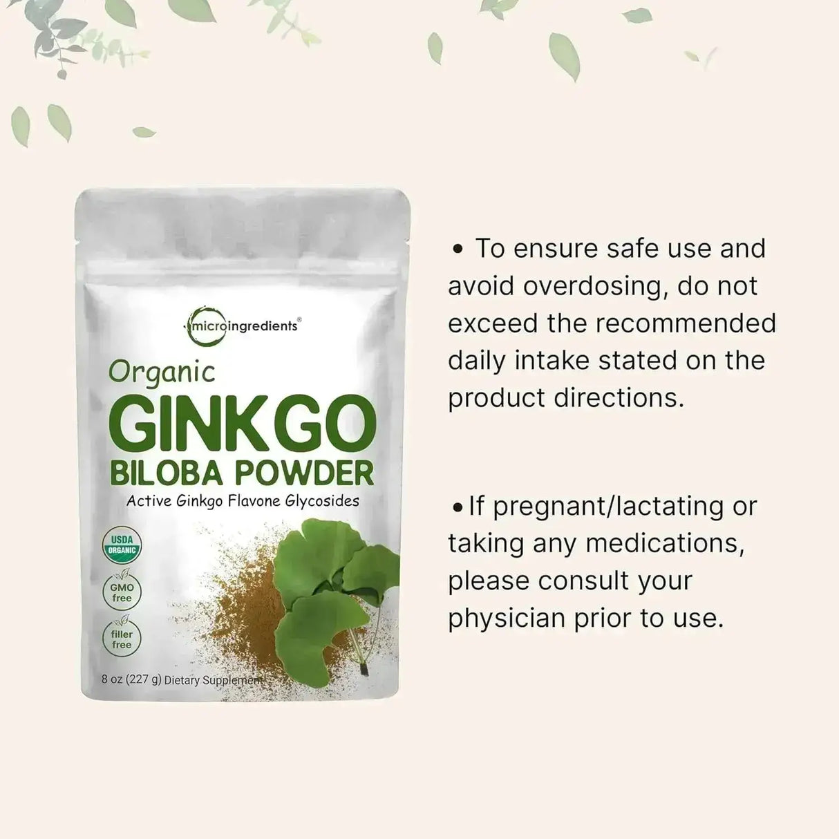 MICRO INGREDIENTS - Micro Ingredients Raw Organic Ginkgo Biloba Powder 227Gr. - The Red Vitamin MX - Suplementos Alimenticios - {{ shop.shopifyCountryName }}