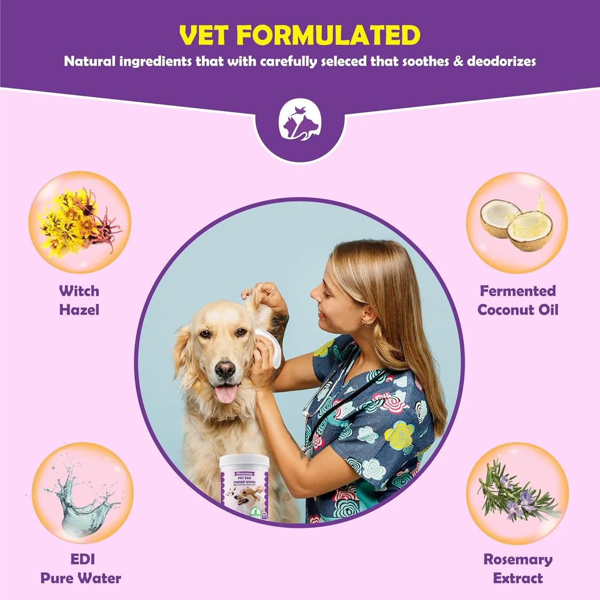 FLINTSTONE - Flintstone Dog Ear Cleaner Finger Wipes Mild Coconut Scent 60 Toallitas - The Red Vitamin MX - Cuidado Del Oído De Perros - {{ shop.shopifyCountryName }}