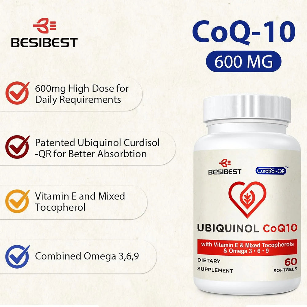 BESIBEST - Besibest Ubiquinol CoQ10 600Mg. 60 Capsulas Blandas - The Red Vitamin MX - Suplementos Alimenticios - {{ shop.shopifyCountryName }}