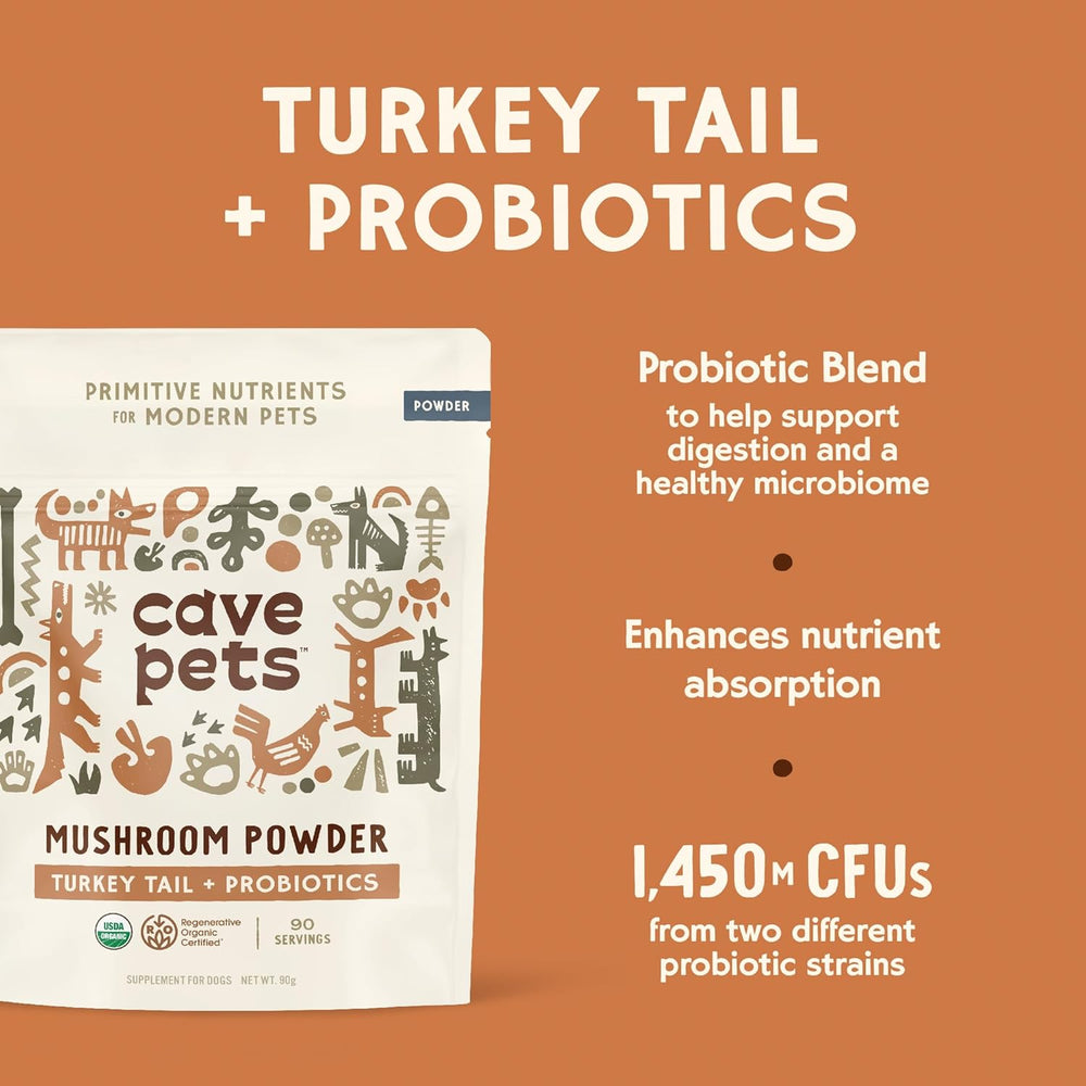 CAVE PETS - Cave Pets Super Blend Powder Turkey Tail & Probiotics 90 Servicios 90Gr. - The Red Vitamin MX - Suplementos Herbales Para Perros - {{ shop.shopifyCountryName }}