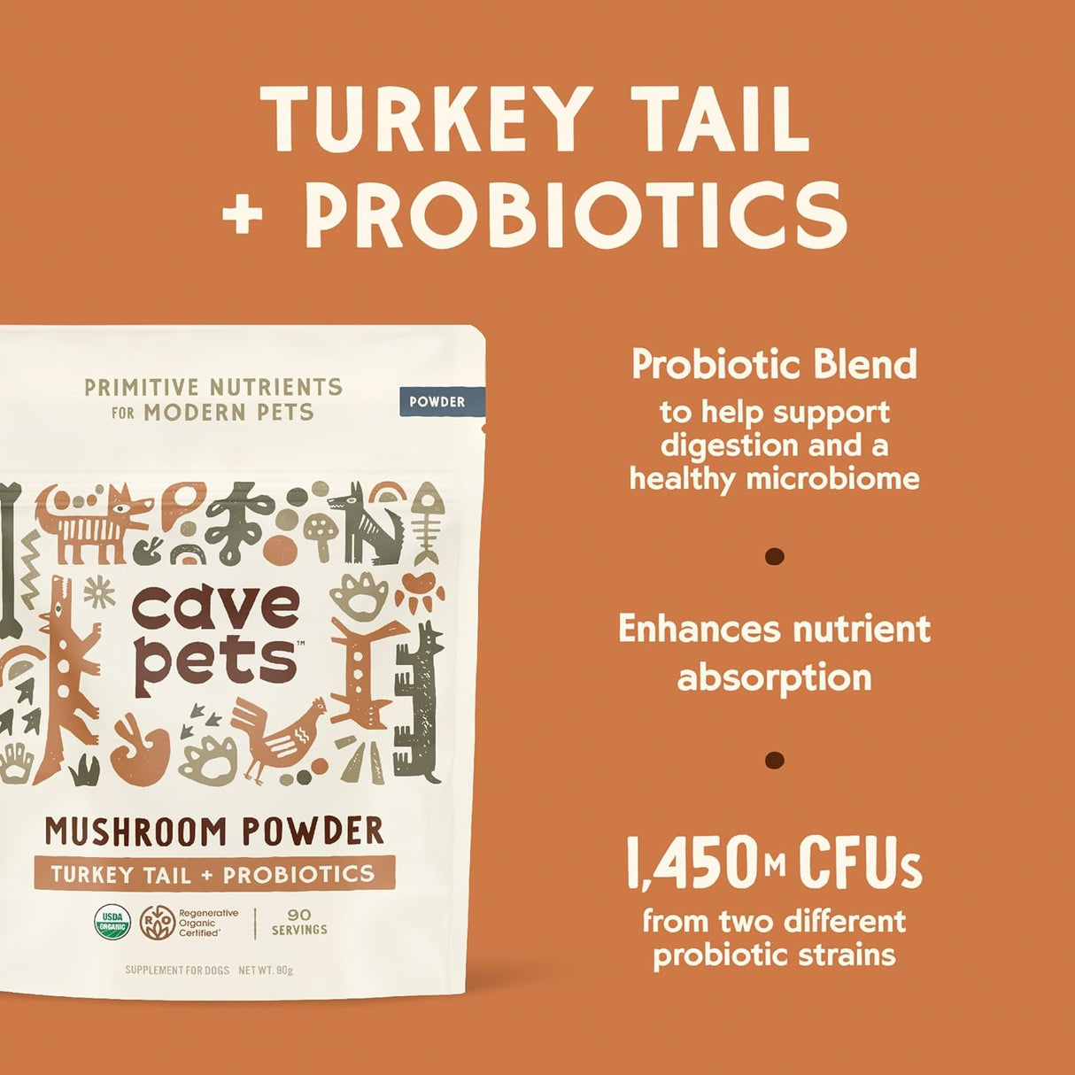 CAVE PETS - Cave Pets Super Blend Powder Turkey Tail & Probiotics 90 Servicios 90Gr. - The Red Vitamin MX - Suplementos Herbales Para Perros - {{ shop.shopifyCountryName }}