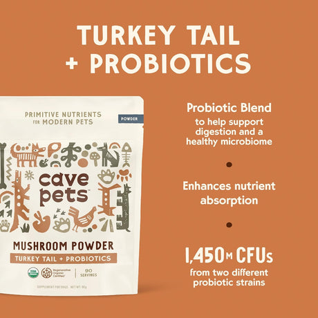 CAVE PETS - Cave Pets Super Blend Powder Turkey Tail & Probiotics 90 Servicios 90Gr. - The Red Vitamin MX - Suplementos Herbales Para Perros - {{ shop.shopifyCountryName }}