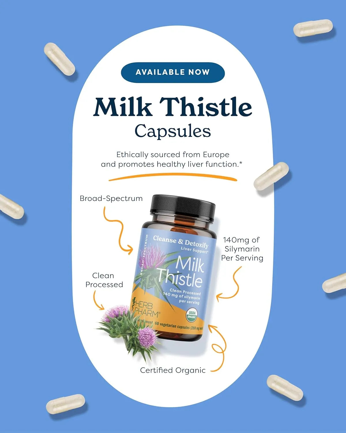 HERB PHARM - Herb Pharm Milk Thistle Seed Extract 140Mg. 60 Capsulas - The Red Vitamin MX - Suplementos Alimenticios - {{ shop.shopifyCountryName }}