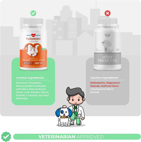 COCO AND LUNA - Coco and Luna Turmeric for Dogs Anti Inflammatory Pain Relief 120 Tabletas Masticables - The Red Vitamin MX - Cuidado De Cadera Y Articulaciones Para Perros - {{ shop.shopifyCountryName }}