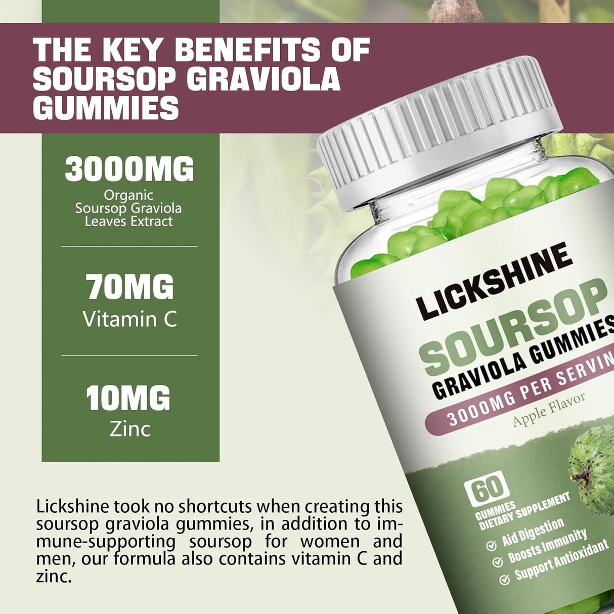 LICKSHINE - Lickshine Soursop Graviola Gummies 3000Mg. 60 Gomitas - The Red Vitamin MX - Suplementos Alimenticios - {{ shop.shopifyCountryName }}