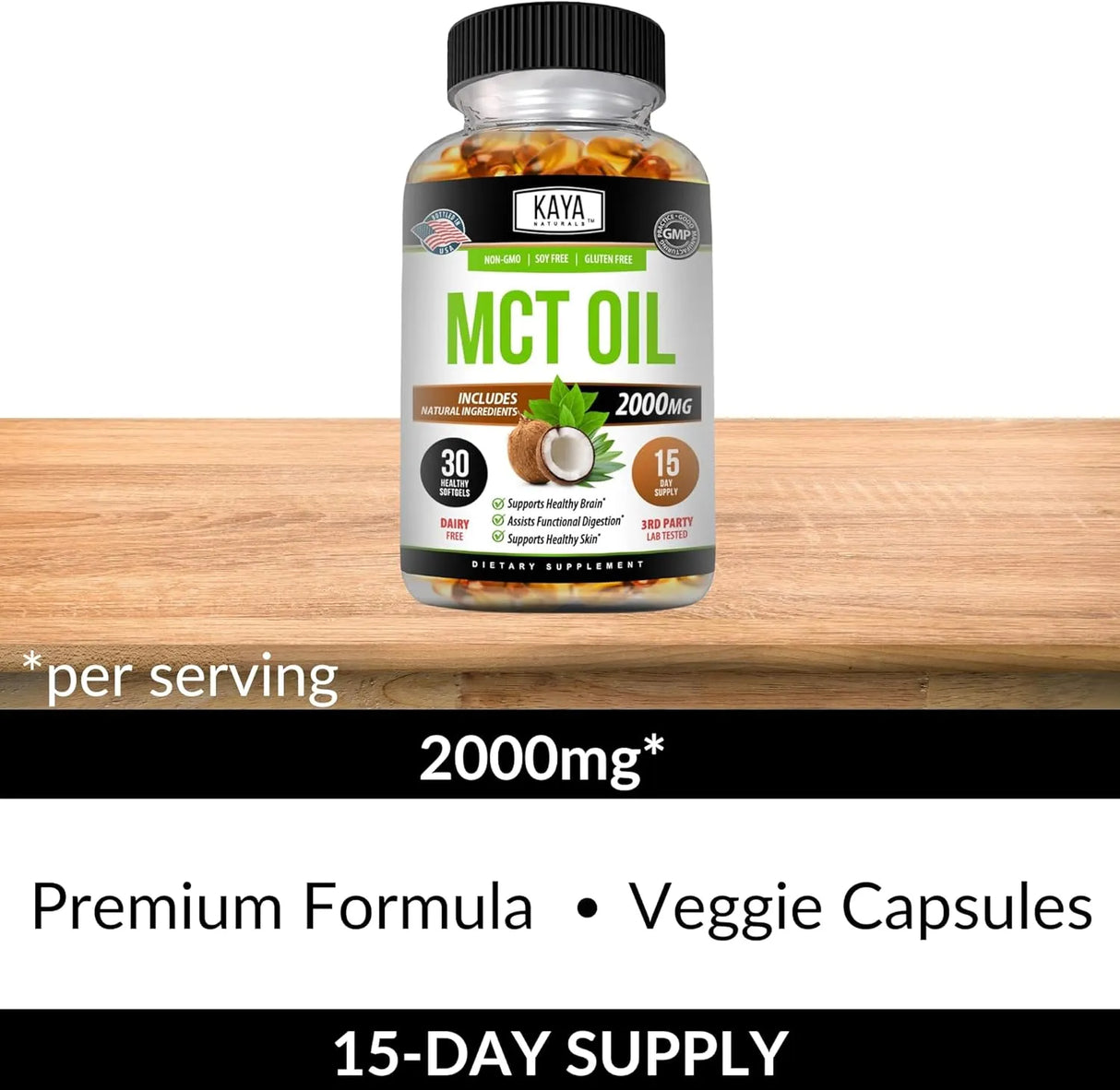 KAYA NATURALS - Kaya Naturals MCT Oil 2000Mg. 30 Capsulas Blandas - The Red Vitamin MX - Suplementos Alimenticios - {{ shop.shopifyCountryName }}